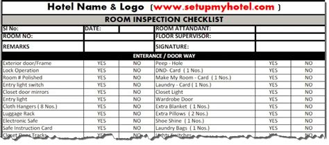 Room Inspection Checklist - Housekeeping