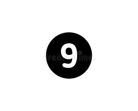 Illustrated Number 9 Flat Black Color Icon Isolated on White Background Stock Illustration ...