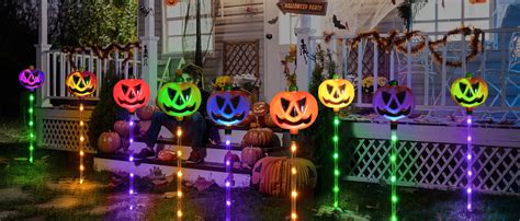 Upgraded 6-Pack Solar Halloween Pumpkin Garden Stake Lights for Halloween Decorations,Solar ...