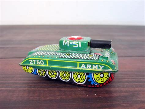 Vintage M-51 Tin Toy Tank Made in Japan / Retro Friction by MidMod