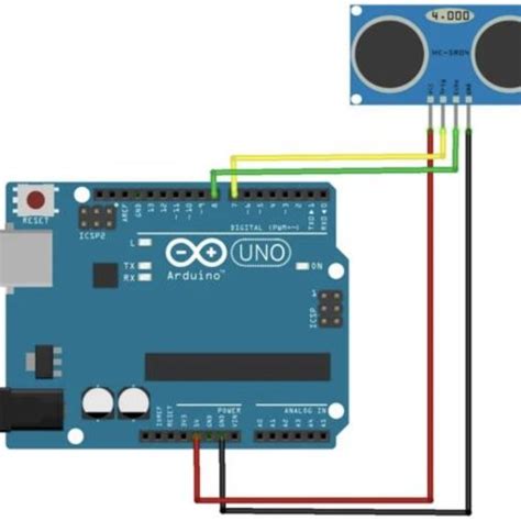 The connection diagram between HC-SR04 sensor and the microcontroller ...