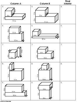 Volume of Composite Shapes Partner Worksheet 5.MD.5c by Mrs E Teaches Math