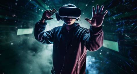 Premium AI Image | A gamer in a virtual helmet playing in the VR world