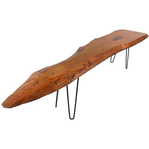 Unique Mid-Century Modern Free Form Tree Slab Coffee Table For Sale at 1stdibs