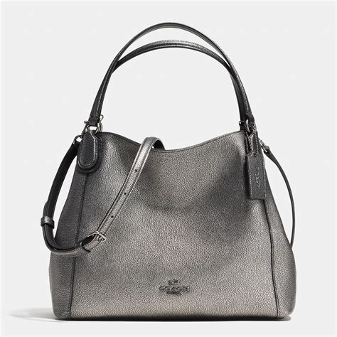 Lyst - Coach Edie Shoulder Bag 28 Metallic Pebble Leather in Black