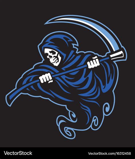 Skull of grim reaper with the sickle Royalty Free Vector