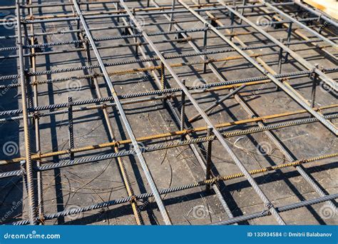 Tie Rebar Beam Cage on Construction Site. Steel Reinforcing Bar for Reinforced Concrete Stock ...