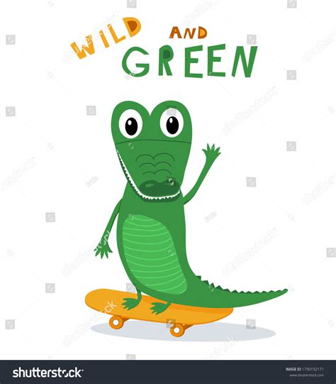 Cute Green Smiling Crocodile Big Teeth Stock Vector (Royalty Free) 1790192171 | Shutterstock