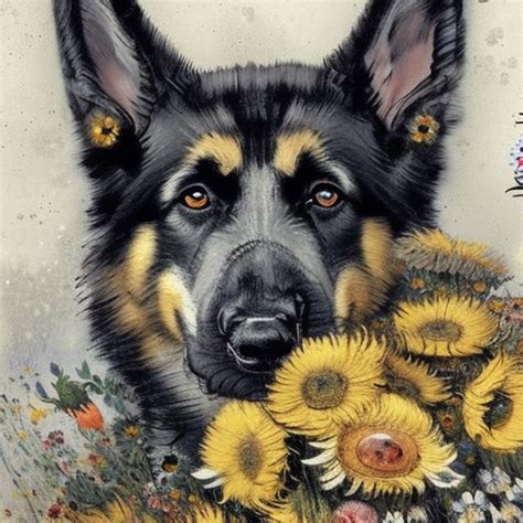 Dog in a Field of Flowers · Creative Fabrica