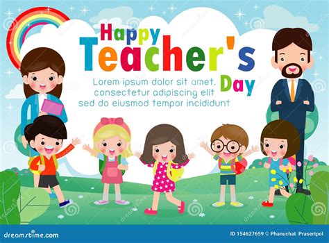 Happy Teacher`s Day Poster Concept, World Teachers Day Flat Vector Banner Template, Teachers and ...