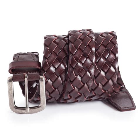 Mens Brown Leather Braided Belt 1.5'' Width | LATICCI