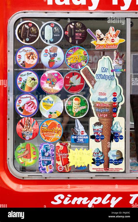 Ice cream van menu Stock Photo - Alamy