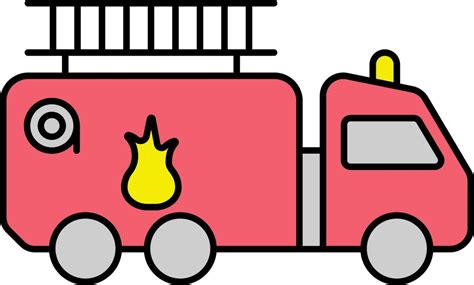 Red And Yellow Fire Truck Icon In Flat Style. 24183201 Vector Art at ...