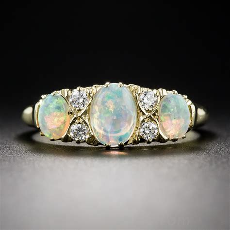 English 18k Opal and Diamond Ring