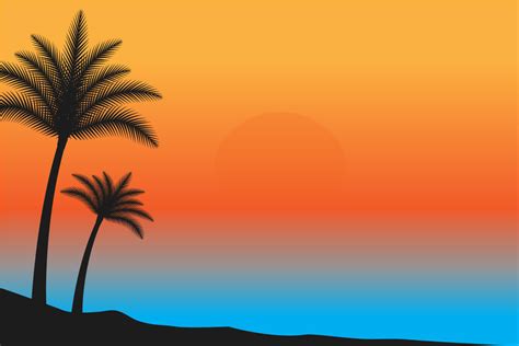 Summer Beach Landscape Vector Background Graphic by nurearth · Creative Fabrica