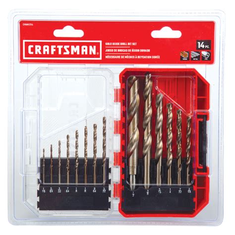 CRAFTSMAN Set of 14 Metal Drill Bits - Gold-Coated Black Oxide CMAM2214 ...