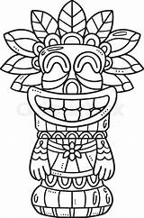 Hawaiian Tiki Mask Coloring Pages Printable Sketch Page sketch template