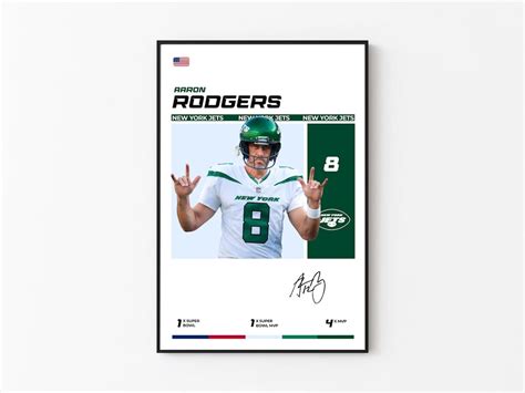 Aaron Rodgers Poster, New York Jets, NFL Fans, NFL Poster, Football Poster, Sports Poster, Gift ...