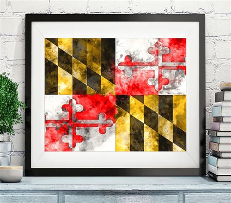 Maryland Flag Art Maryland Flag Print Flag Poster State