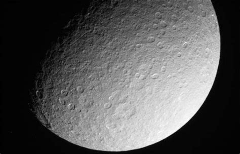 The battered icy Saturnian moon of Rhea