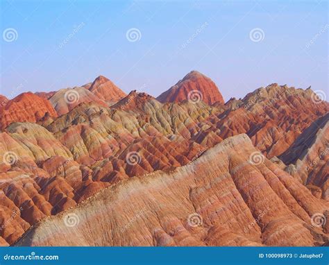 Rainbow Mountain Landform, Zhangye Danxia, Gansu , China Stock Image - Image of nature, gorgeous ...