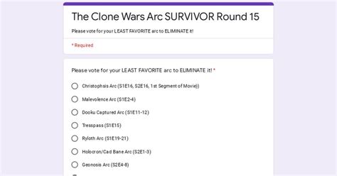 The Clone Wars Arcs SURVIVOR Tournament Round Fifteen - PLEASE VOTE ...