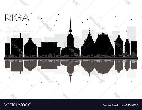 Riga city skyline black and white silhouette Vector Image