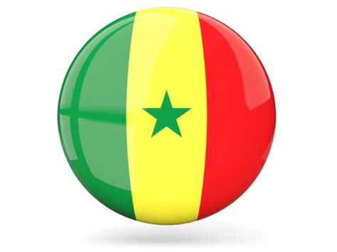 Glossy round icon. Illustration of flag of Senegal