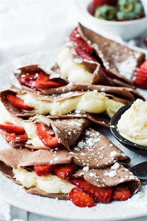 Chocolate Crepes Recipe with Strawberries and Cream - Oh So Delicioso