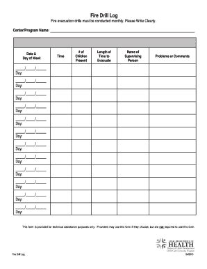 Fire Drill Log Sheet PDF 2016-2024 Form - Fill Out and Sign Printable ...