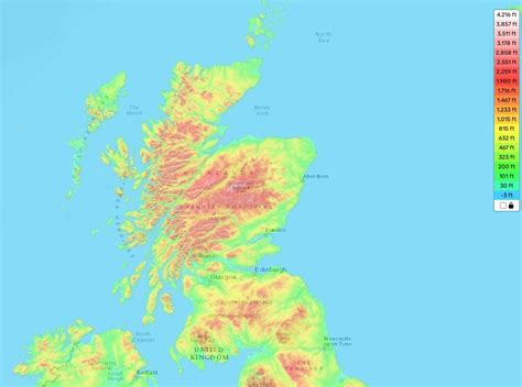 Scotland topographic map, elevation and landscape