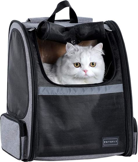 Petsfit Cat Backpack Carrier, Large Expandable Dog Backpack with Great ...