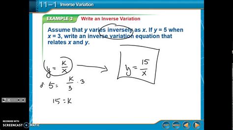 11.1 - Inverse Variation - YouTube