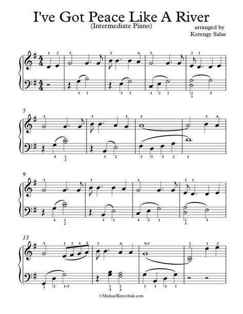 Free Piano Arrangement Sheet Music – I’ve Got Peace Like A River – Michael Kravchuk