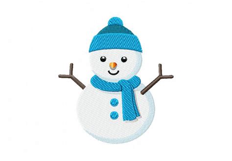 Blue Snowman Scarf Machine Embroidery Design – Daily Embroidery