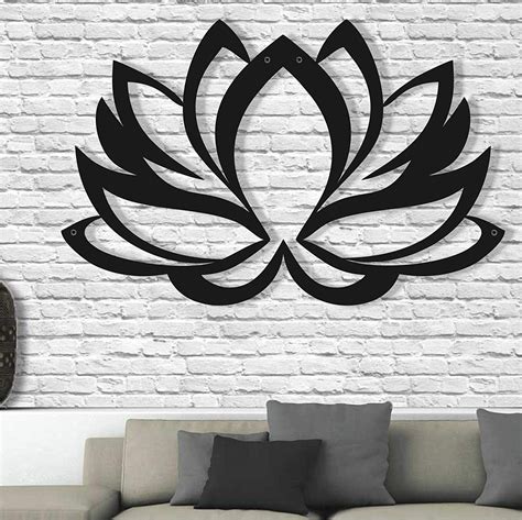 LaModaHome Metal Wall Art - Lotus Flower - 3D Wall Silhouette Metal Wall Decor Home Office ...