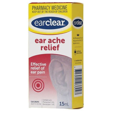 Ear Clear Ear Ache Relief Drops 15Ml Effective relief of ear pain - EarClear