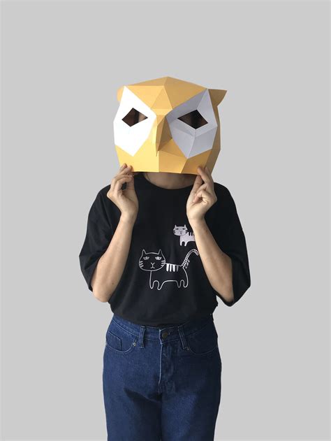 Owl mask template paper mask papercraft mask masks 3d | Etsy