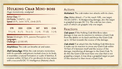 Hulking Crab Mini-boss (modified Hulking Crab from Storm King's Thunder ...