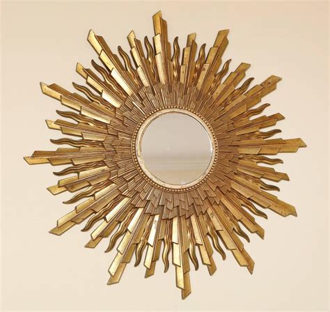 Mid-Century Modern Gold Starburst, Sunburst Framed Mirror at 1stdibs