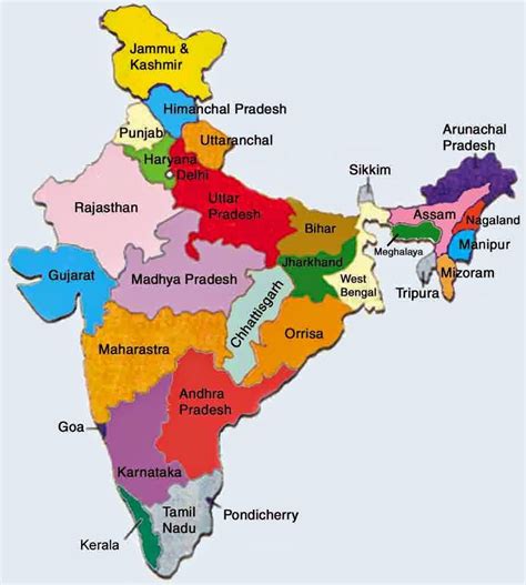 List of States in India - Capital, Union Territories, Map of India | India map, States of india ...