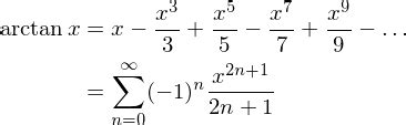 Arctangent Taylor series