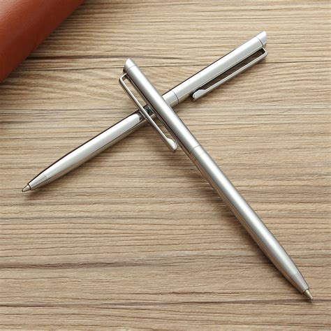 Rotating Metal Ballpoint Pen Stainless Steel Ball Pen Steel Pen Commercial Stationery Pen ...