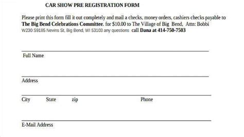 FREE 8+ Sample Car Show Registration Forms in PDF | MS Word