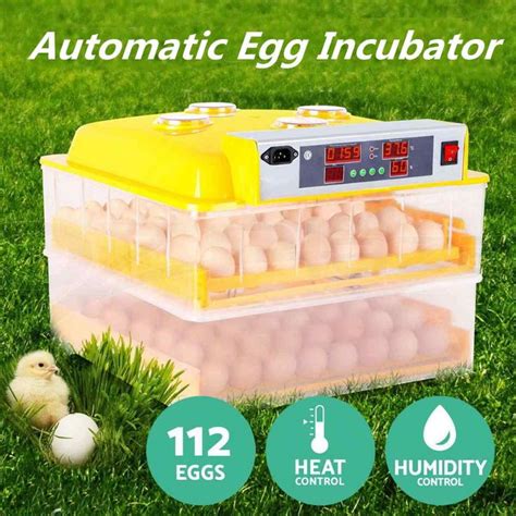 112 Eggs Automatic Digital Eggs Incubator Quail Chicken Poultry Hatcher Tray Feeder Temperature ...