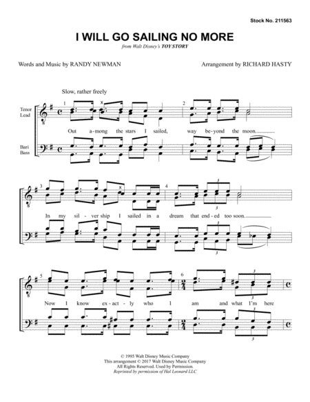 I Will Go Sailing No More (arr. Richard Hasty) By Randy Newman - Digital Sheet Music For Choral ...