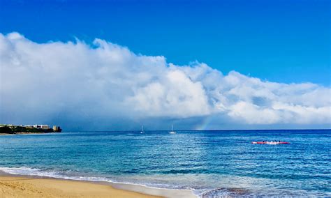 Free Images : maui, beach, canoe, ocean, rainbow, blue, sky, body of water, sea, cloud, nature ...