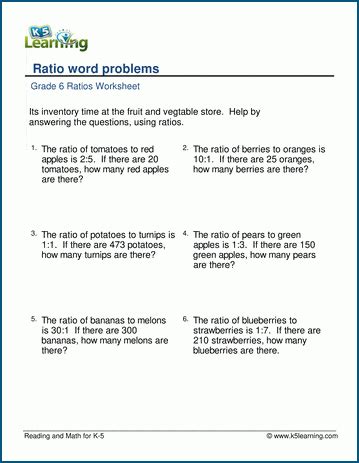 Ratio word problems | K5 Learning