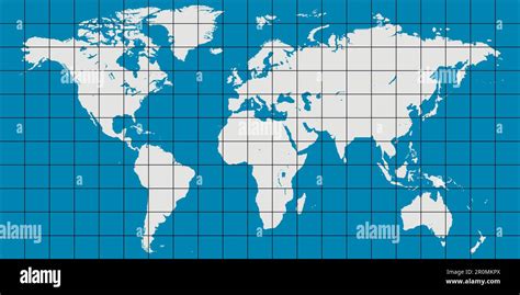 world map with coordinate grid and meridian and parallel, map of planet earth Stock Vector Image ...