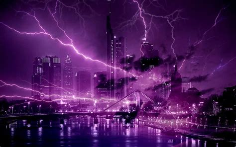 purple lightning | Crazy Lightning Storm, city, lightning, night ...